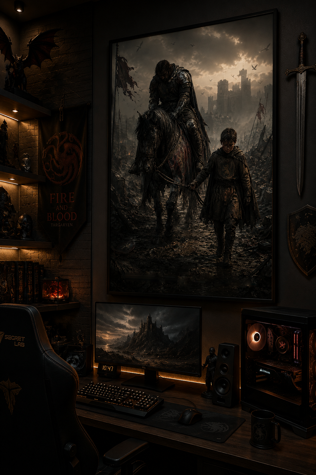Beneath Tattered Banners | Fine Art Poster | Knight & Squire