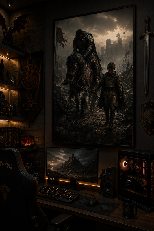 Beneath Tattered Banners | Fine Art Poster | Knight & Squire