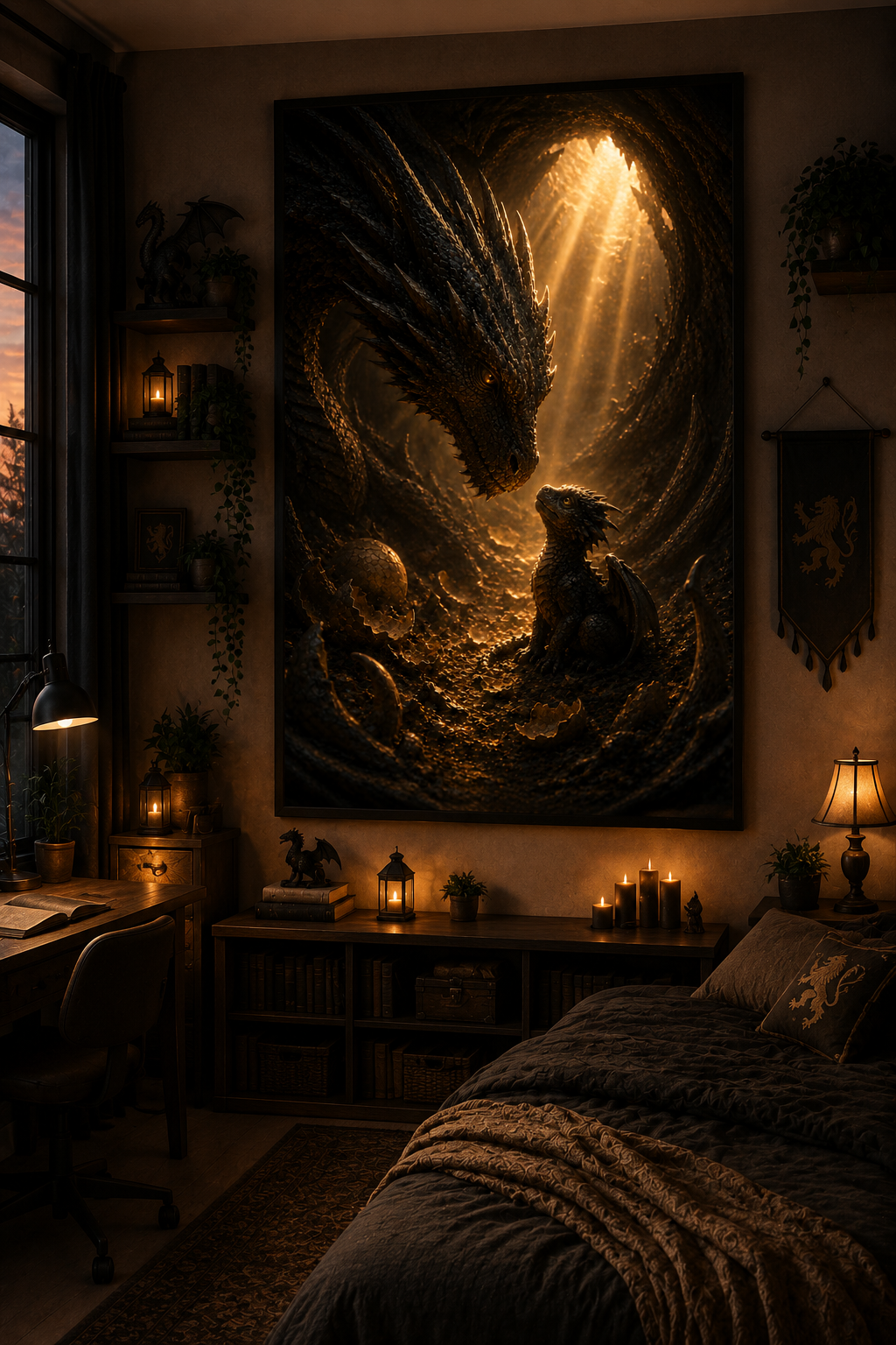 Born of Fire | Fine Art Poster | Dragon & Hatchling
