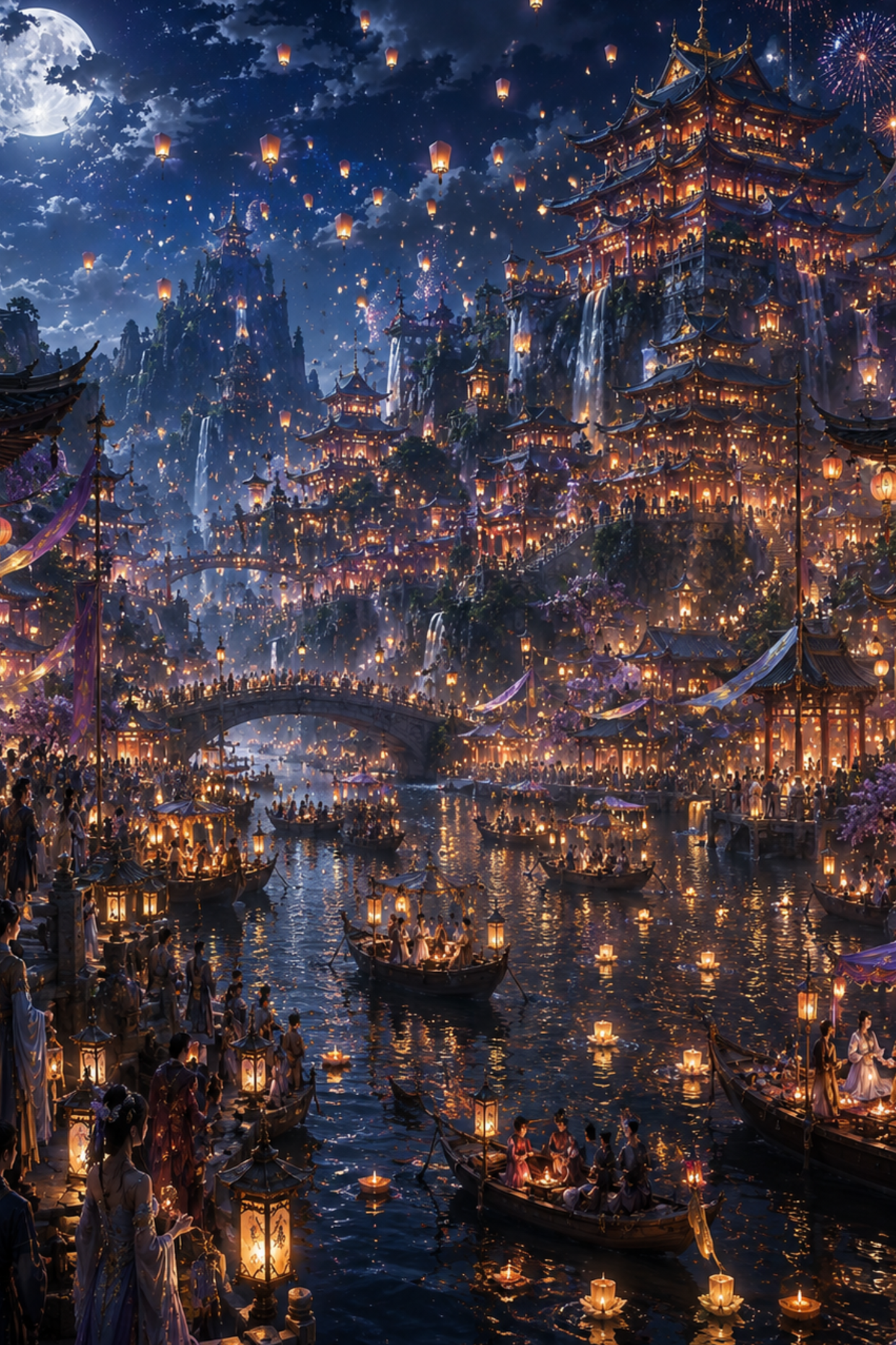Night of a Thousand Lanterns | Fine Art Poster | Fantasy Lantern Festival