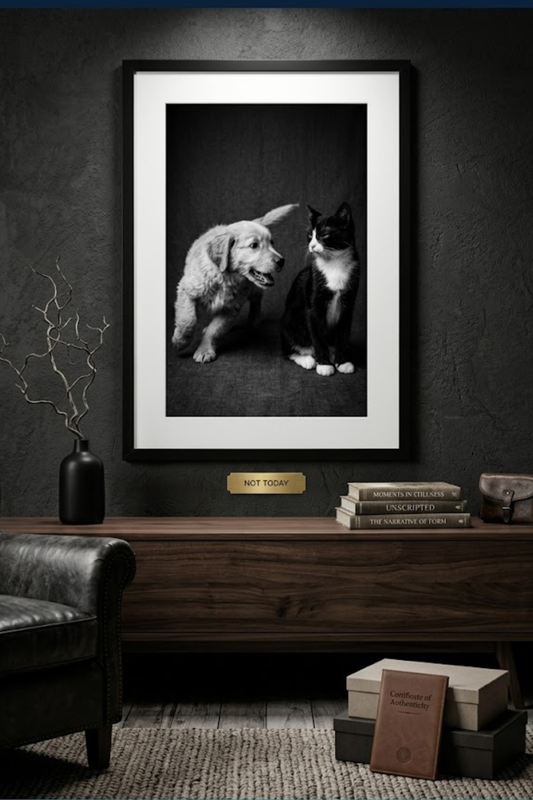 Not Today! | Fine Art Print | Puppy & Kitten