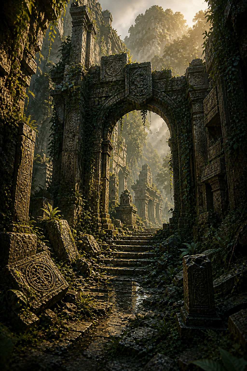 Ruins of Elyr | Fine Art Poster | Lost Jungle Ruins Fantasy