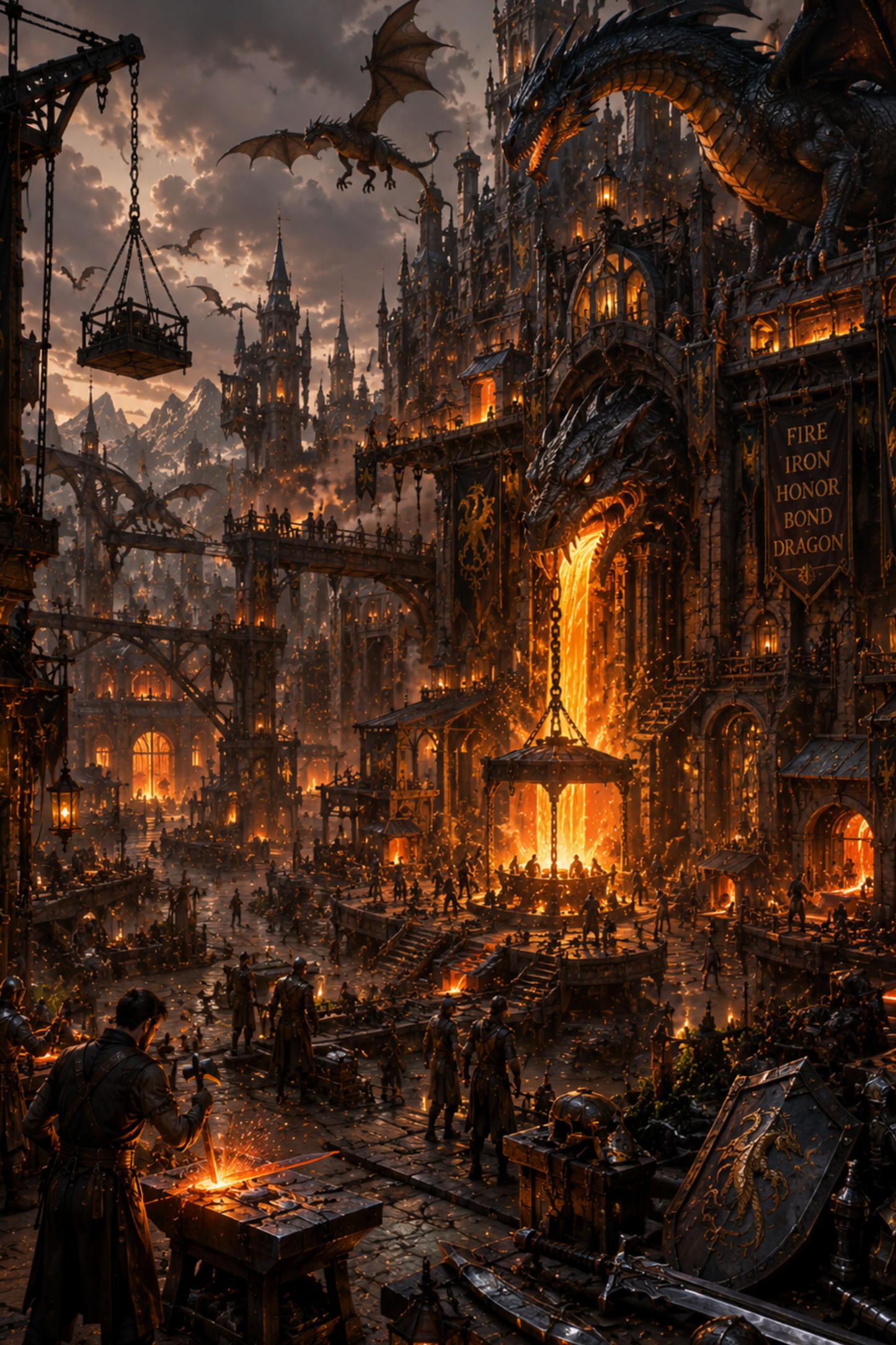 The Iron Crucible | Fine Art Poster | Dragon Forge City Fantasy