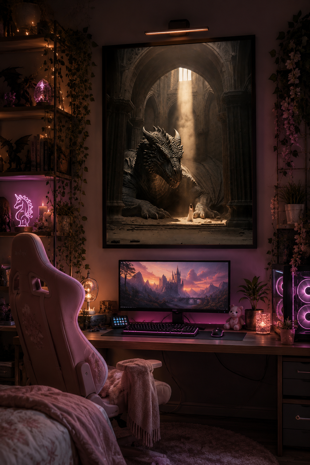 The Sentinel | Fine Art Poster | Dragon in Cathedral Ruins