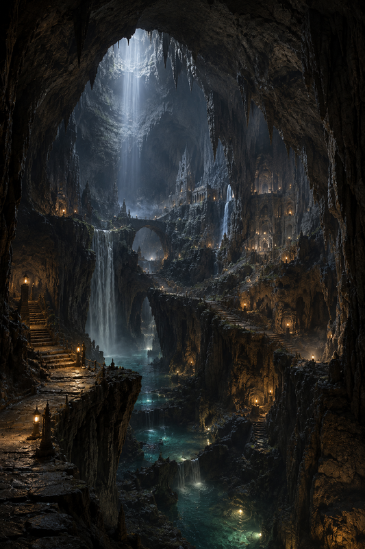 Beneath Blackstone | Fine Art Poster | Underground Fantasy Kingdom