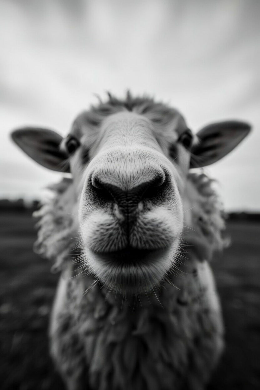 Close-up of a sheep with a blurred background