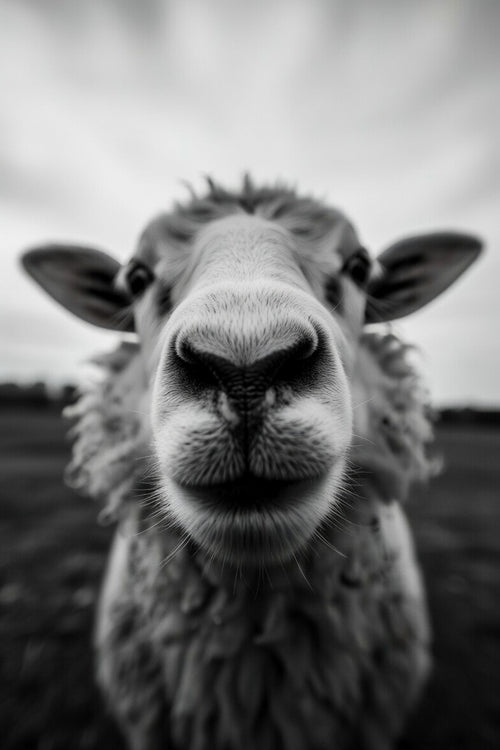 Close-up of a sheep with a blurred background