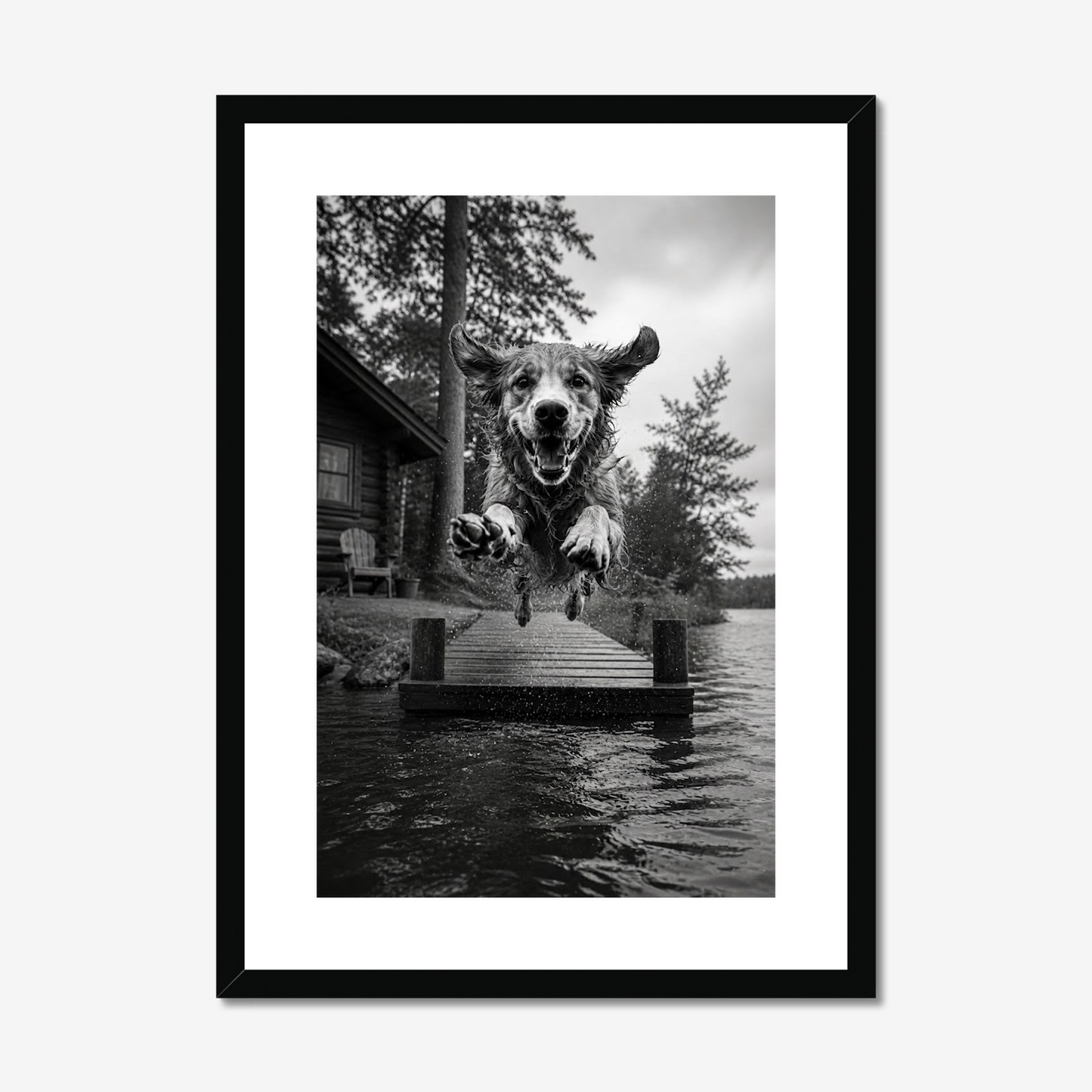 Life is for Living | Fine Art Print | Golden Retriever Lake Jump