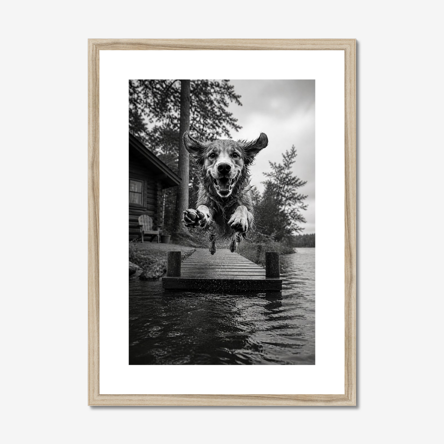 Life is for Living | Fine Art Print | Golden Retriever Lake Jump