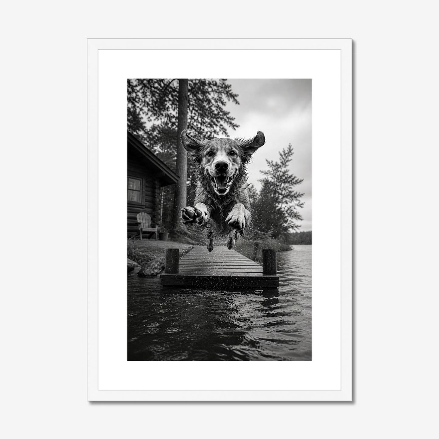 Life is for Living | Fine Art Print | Golden Retriever Lake Jump