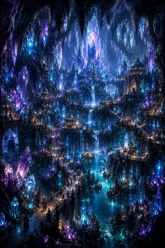 Luminara | Fine Art Poster | Crystal Cavern Kingdom Fantasy