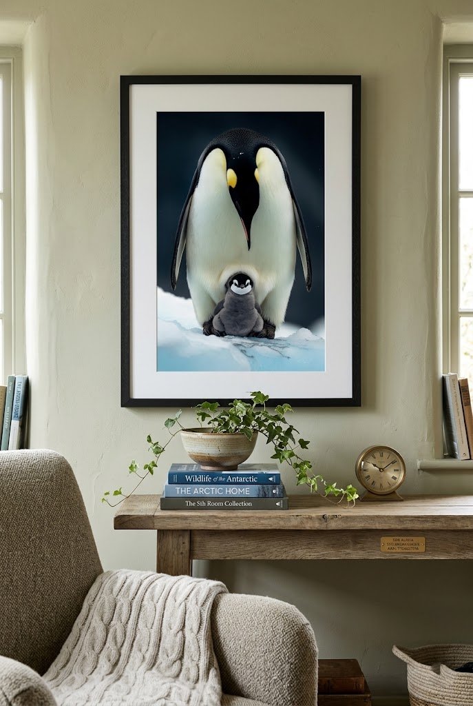 The Heir | Fine Art Print | Emperor Penguin & Chick