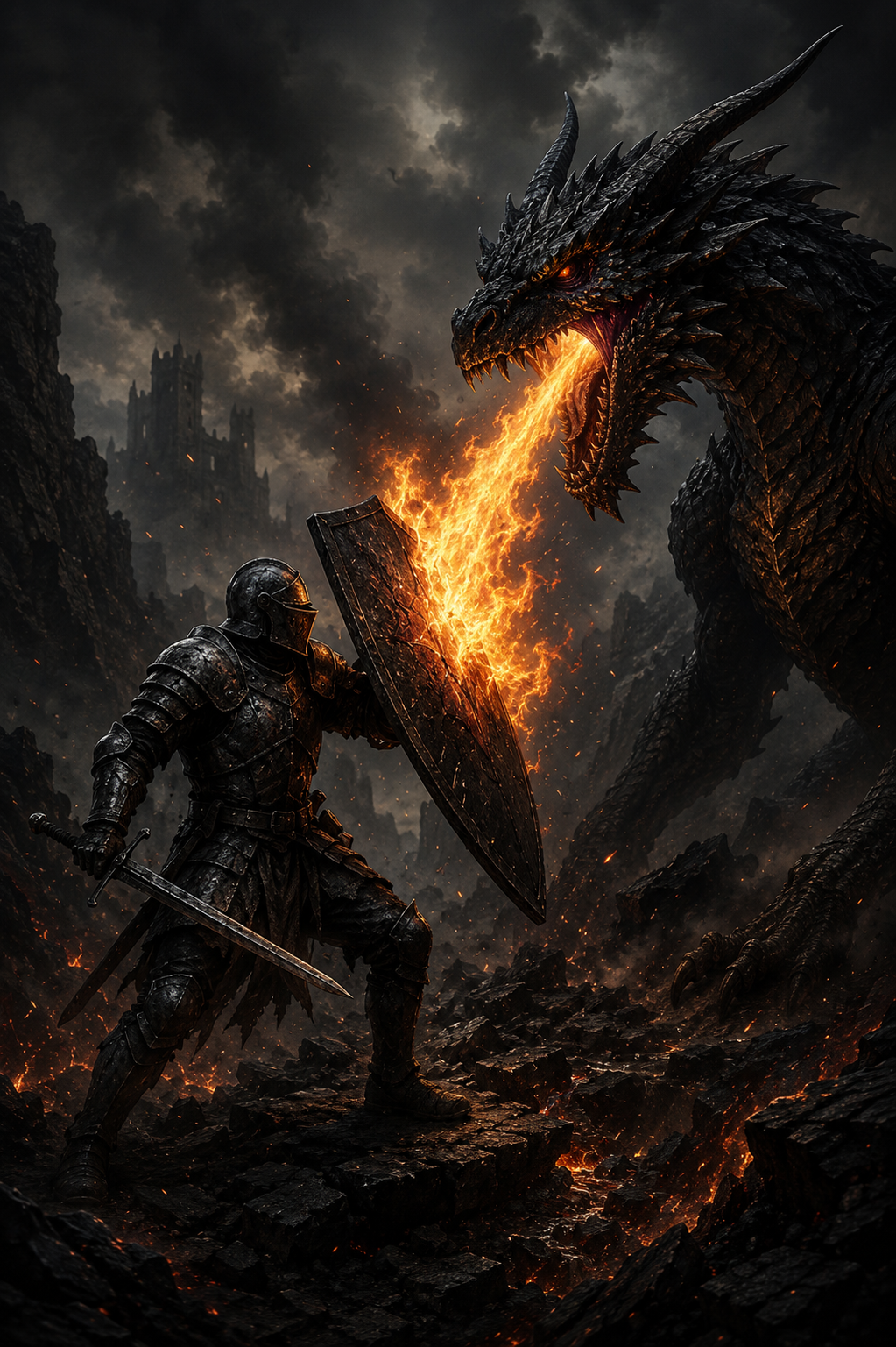 The Reckoning | Fine Art Poster | Knight vs Dragon
