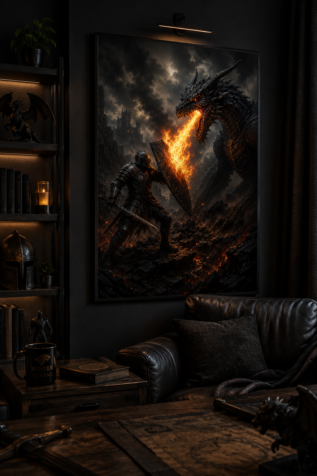 The Reckoning | Fine Art Poster | Knight vs Dragon